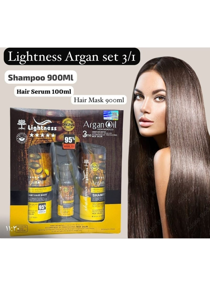 Lightness Argan Oil And  Protein Anti Hair Fall And Renewal  Replenish Formula Set - Image 2